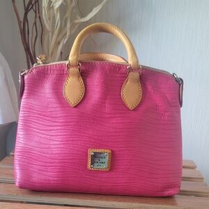 Dooney & Bourke Fuchsia and Tan Satchel